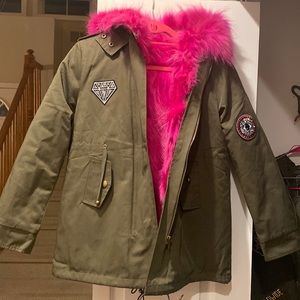 Lola and the boys brand new parka jacket olive green size 12 no tags
